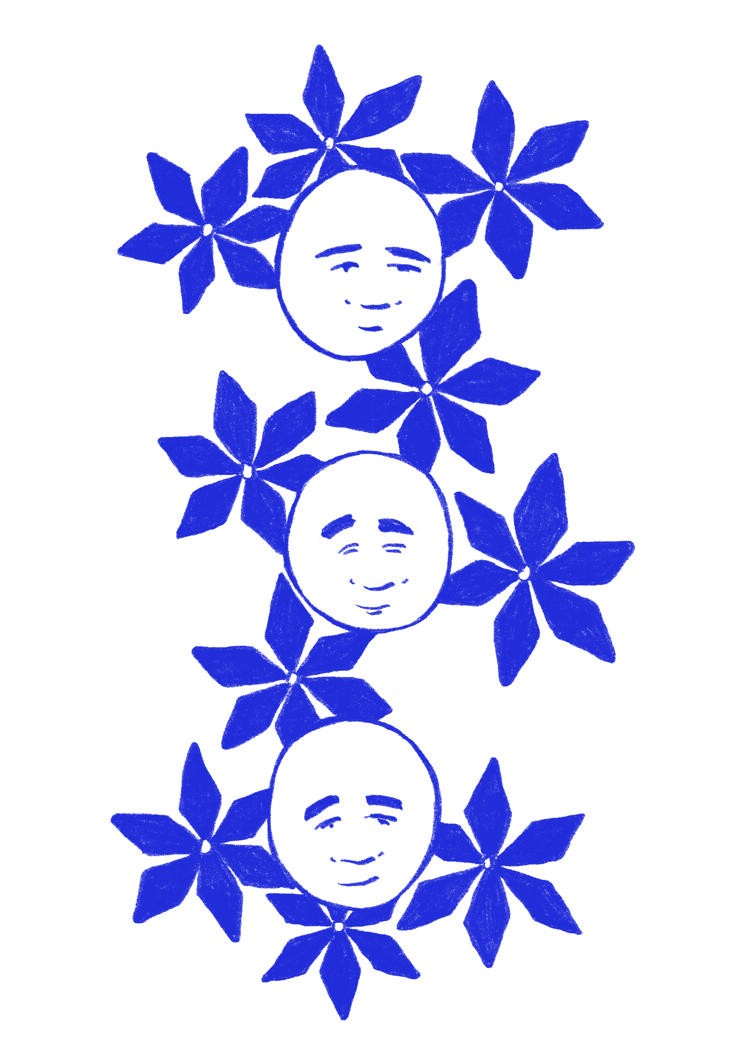 Baldies and Geometric Flowers Print