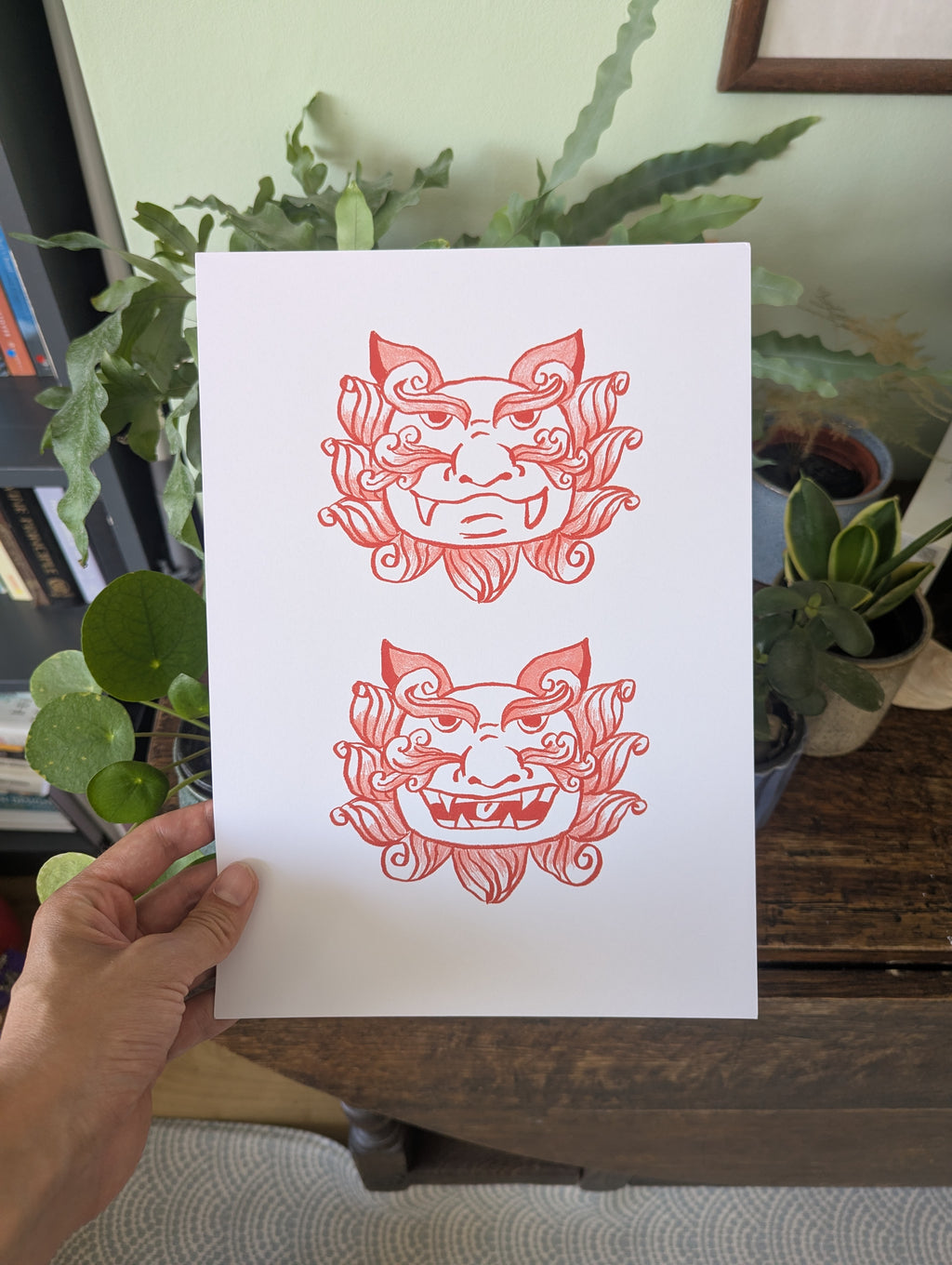 Red Shisa Print