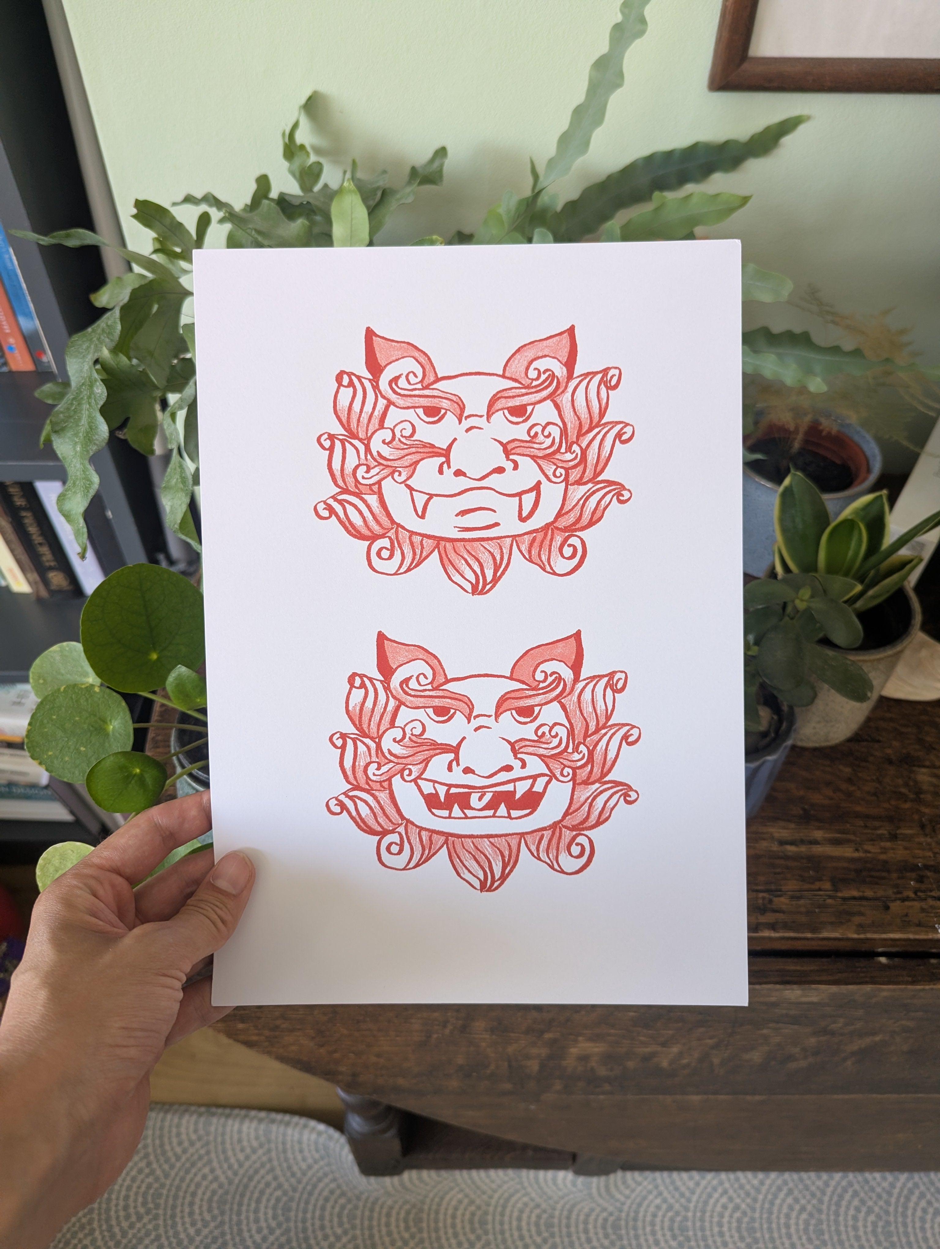 Red Shisa Print